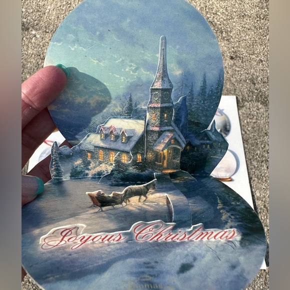Thomas Kinkade Christmas 12 Pop Up Ornaments Gift Tags With 16 Envelopes Vintage - Picture 10 of 14